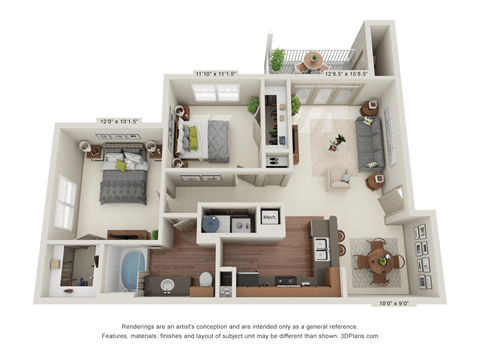 Banyan 3D Floorplan with Dimensions